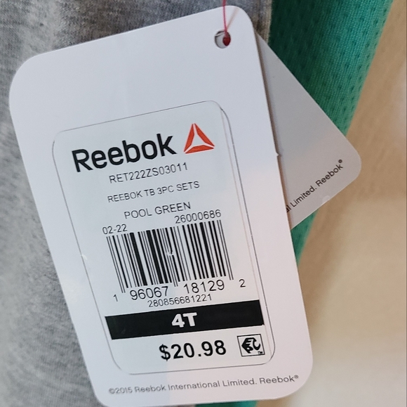 (1616) Reebok Toddler Boys 3 Piece Set, Size: 4T  Color: Pool Green (NWT) - Picture 10 of 12